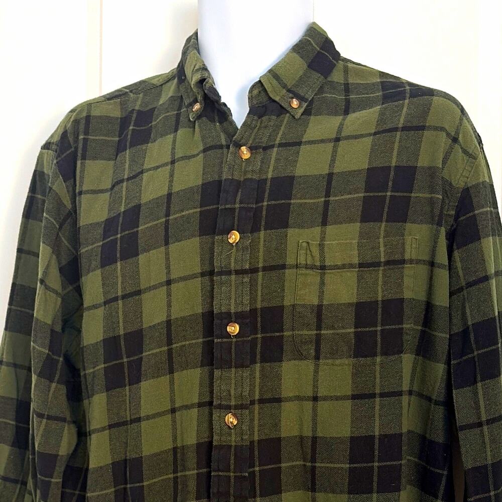 BOCA Classics Mens 2XL Green Black Plaid Flannel 100% cotton. Outdoorsy